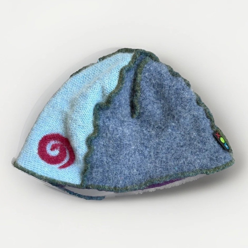 XOB Beanie Wool Blend Knit Hat Blue Fleece Lined